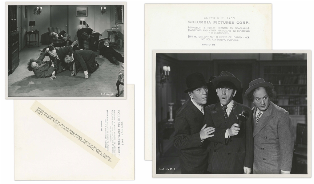 Lot of Twenty 10 x 8 Glossy Photos From Various Three Stooges Films: 11 Photos From Hot Stuff, 5 From For Crimin' Out Loud, 4 Unidentified -- Very Good Condition